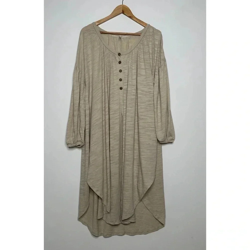 Free People Oatmeal Boho Split Side Longline Lightweight Cardigan Size XS